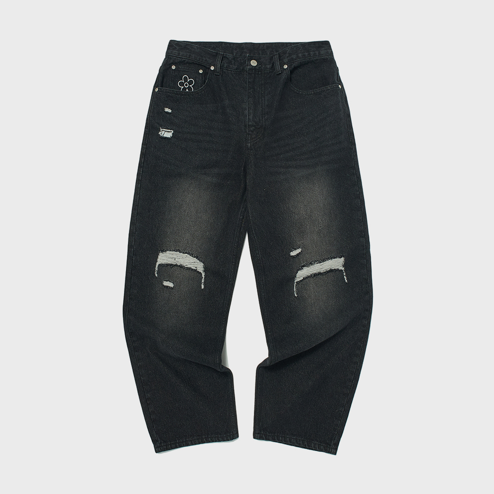 ☆WKNDRS☆ SKULL COATED DENIM PANTS BLACK ☆2025SS新作