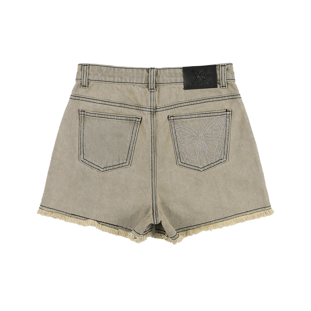 ■FANCY CLUB■ Vintage Denim Shorts SAND BROWN FQD879 FQD879 VINTAGE DENIM SHORTS (SAND BROWN)_FQD879 - 감도 깊은 취향