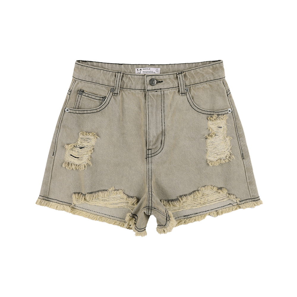■FANCY CLUB■ Vintage Denim Shorts SAND BROWN FQD879 FQD879 FANCY CLUB] VINTAGE DENIM SHORTS (SAND BROWN) FQD879