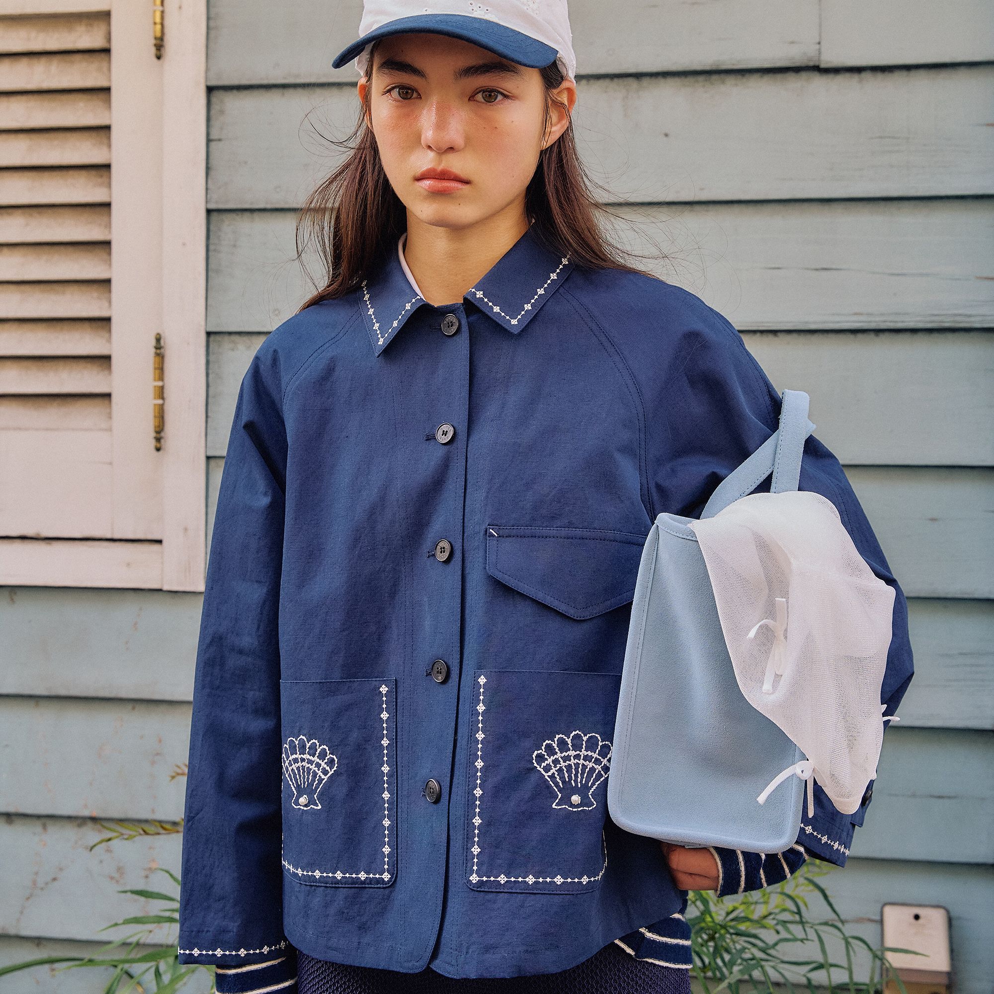◇RONRON◇ STITCH POINT OXFORD WORK JACKET BLUE STITCH POINT OXFORD WORK JACKET BLUE - RONRON 론론