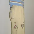 DRAWING PONY STITCH SWEAT JOGGER PANTS SOFT YELLOW