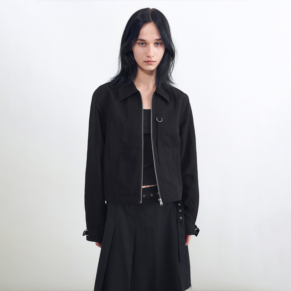 Striped Ruffled Strap Jacket [Black] - 감도 깊은 취향 셀렉트