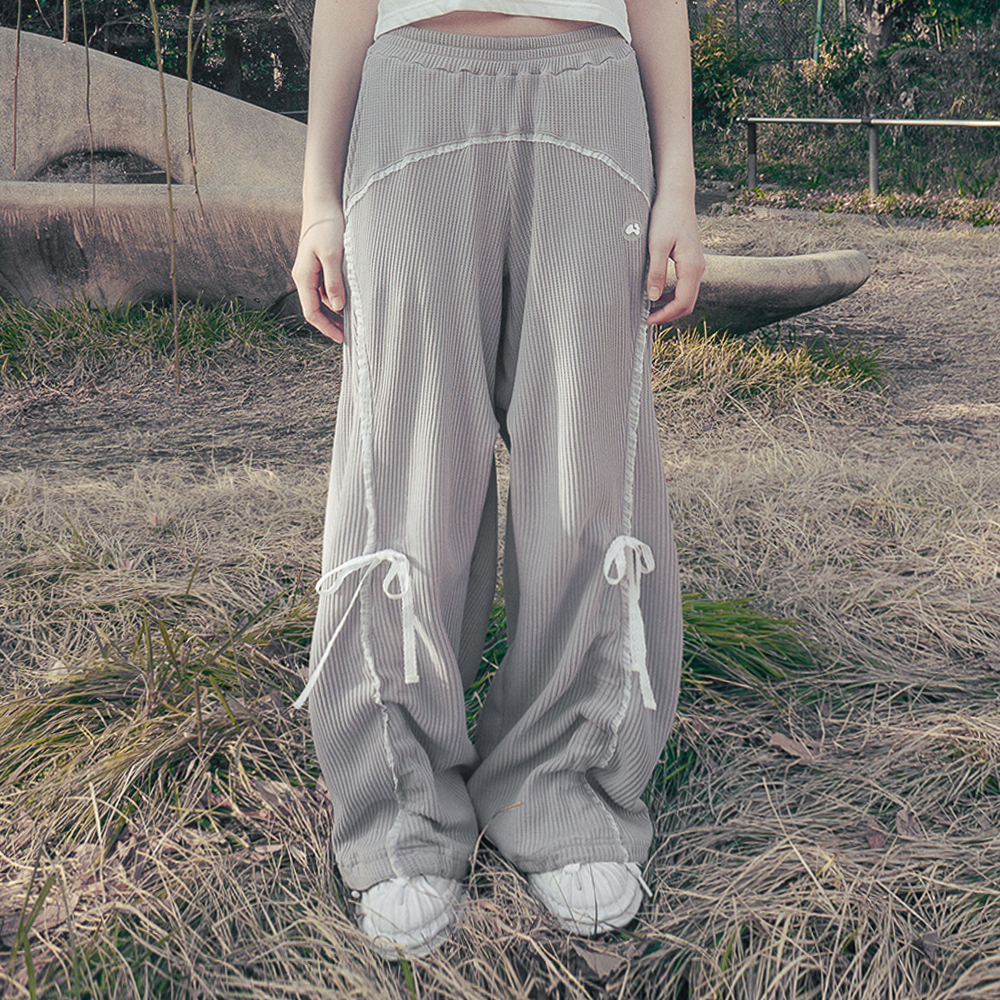 ◆typeservice◆ Textured Ruffled Comfy Pants Gray OSTB07GYF Textured Ruffled Comfy Pants [Gray] - 감도 깊은 취향 셀렉트