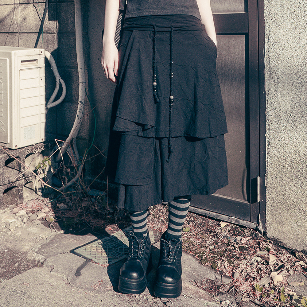 9*6様 Star Flayered Midi Skirt (Black) Star flayered midi skirt (Black) - 감도 깊은 취향 셀렉트샵 29CM