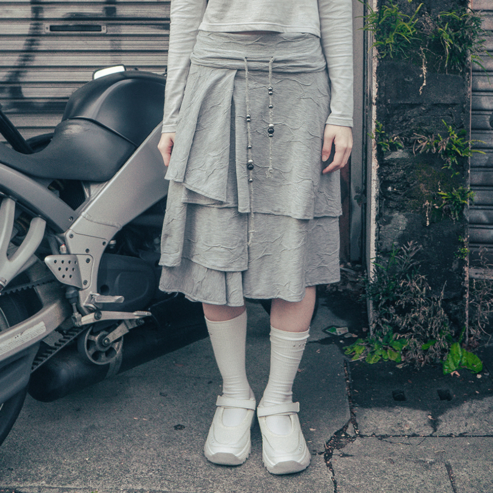 Frill skirt jogger pants (Charcoal) - 감도 깊은 취향 셀렉트
