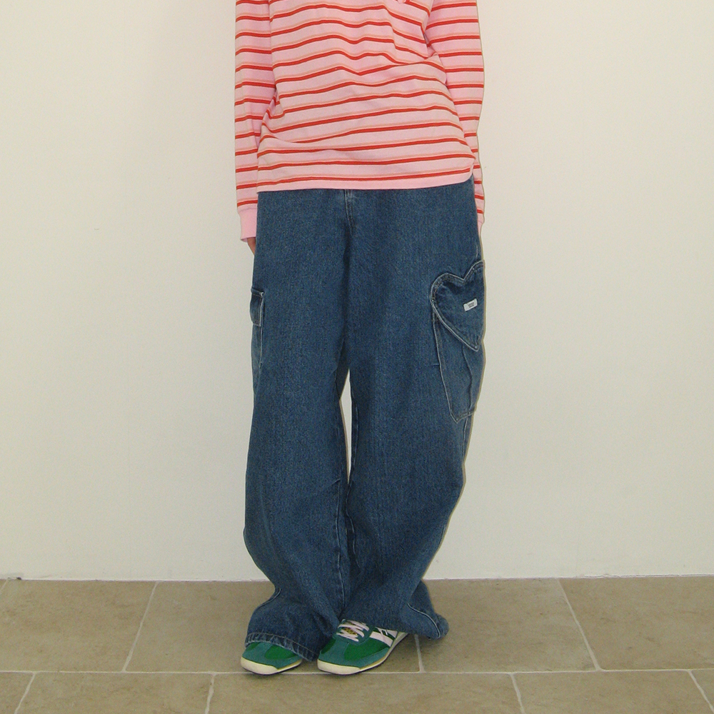 【RonRon】 BACK HEART STITCH POCKET BOOTSCUT DENIM PANTS 4色 ☆24-25FW新作☆RONRON☆BACK HEART STITCH POCKET DENIM PANTS