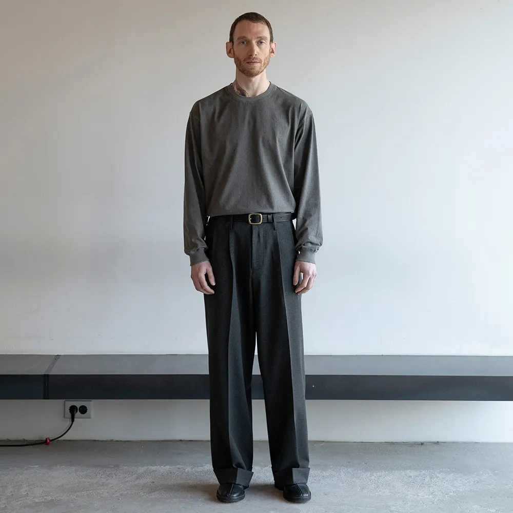 WOOL TURN UP PANTS_CHARCOAL