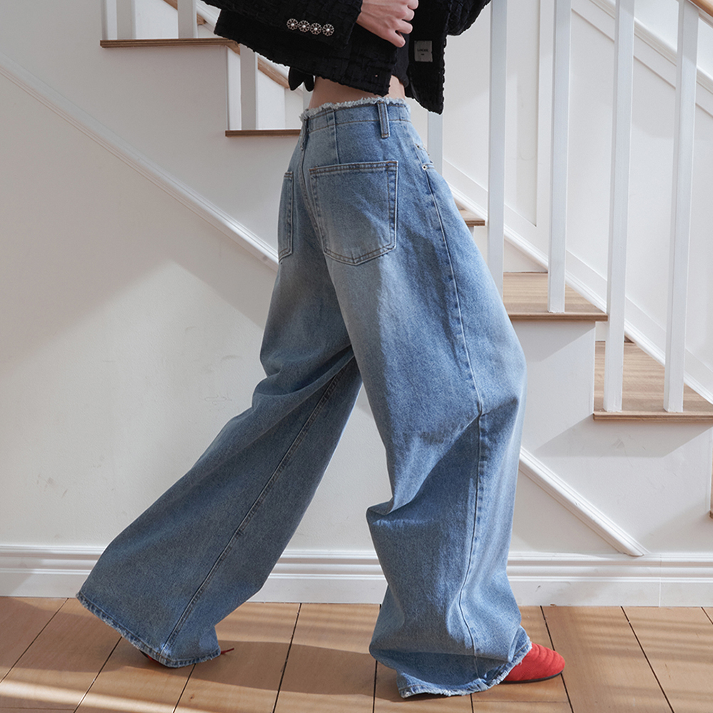 【Avandress】This is wide pants Knife Damage LIGHT BLUE This is wide pants Knife Damage LIGHT BLUE - 감도 깊은 취향