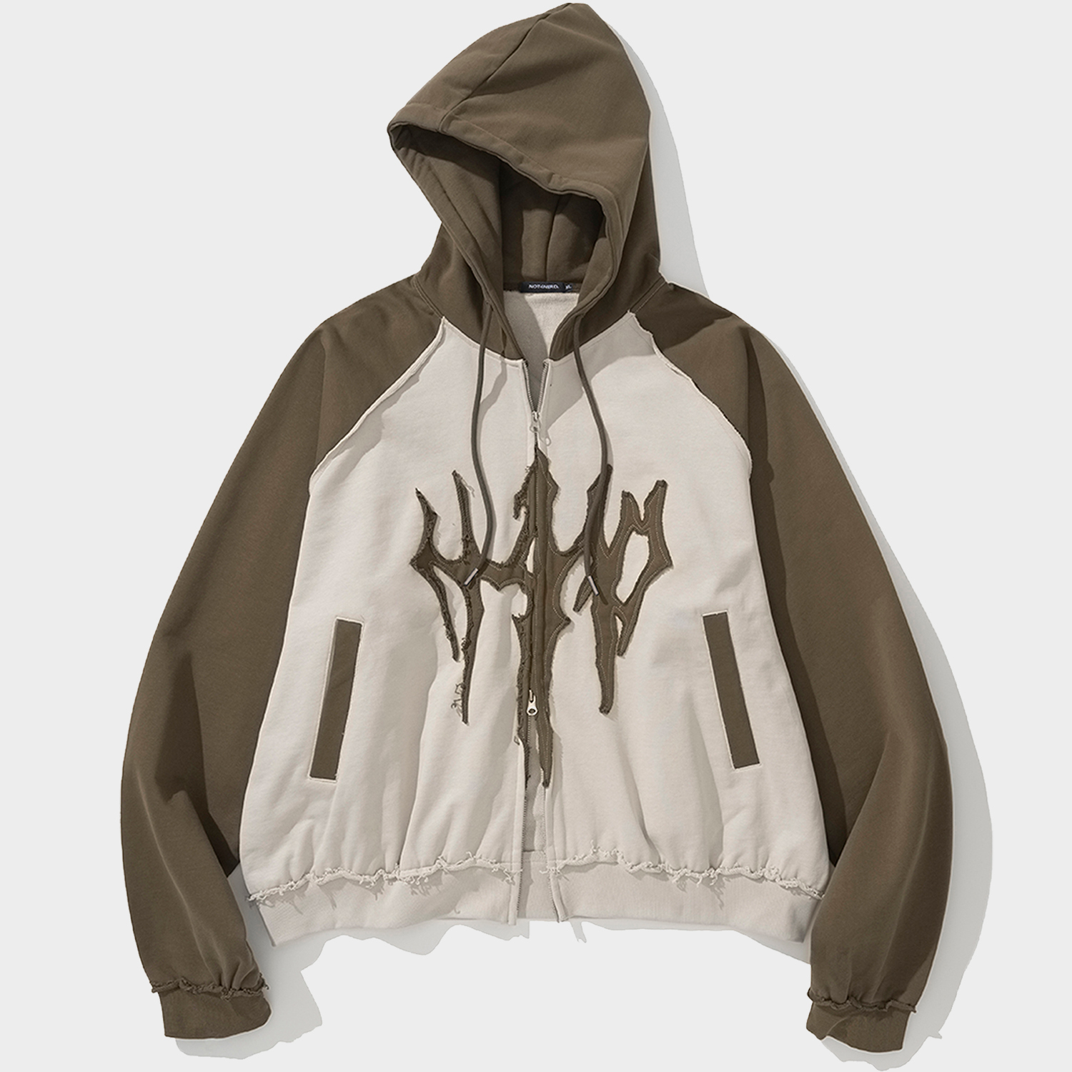 韓国発!【NOT4NERD】N4ND Trident Logo Pigment Hood Zip Up MUSINSA | NOT4NERD N4ND Trident Logo Pigment Hood Zip Up - Ivory