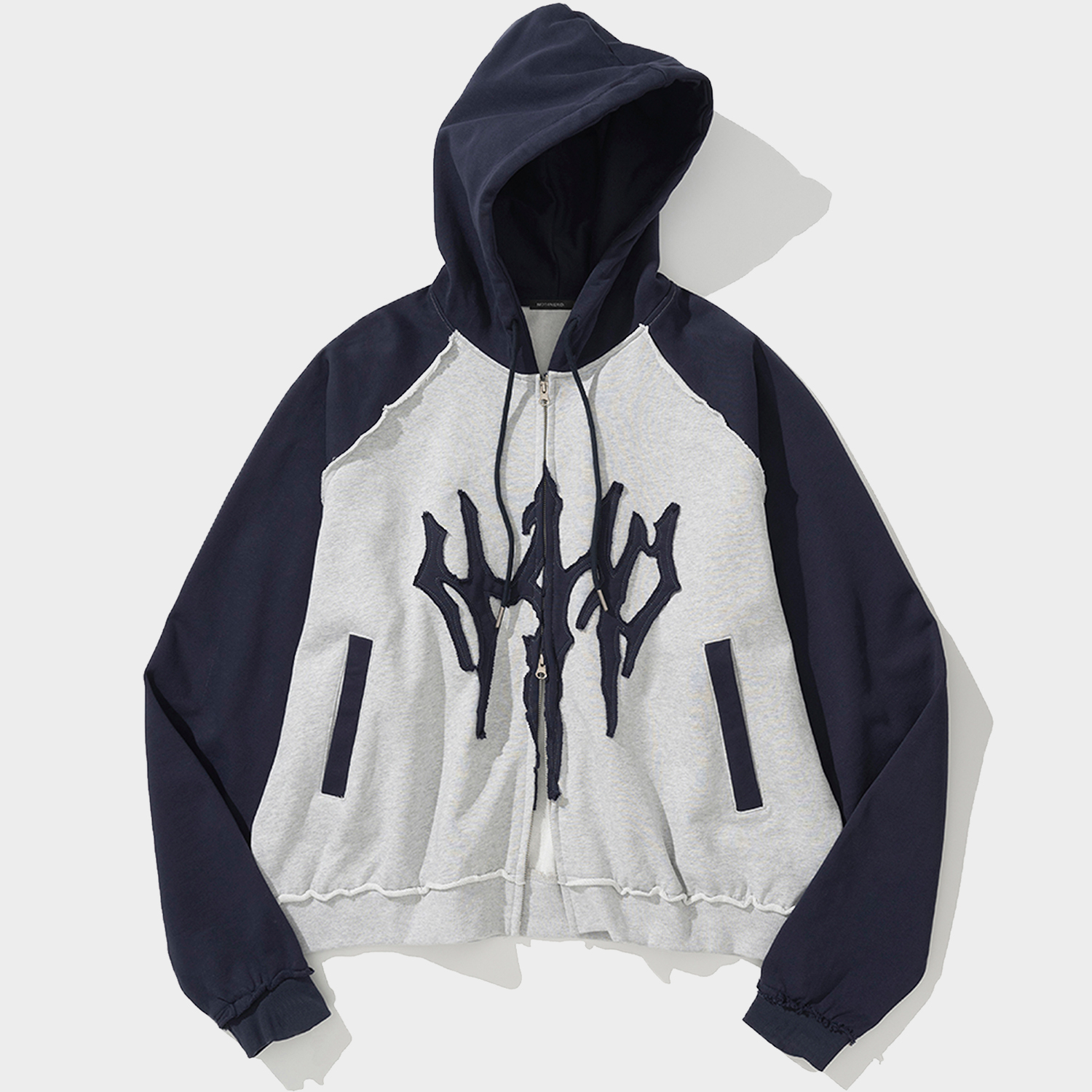 N4ND Trident Logo Pigment Hood Zip Up - Ivory - 감도 깊은