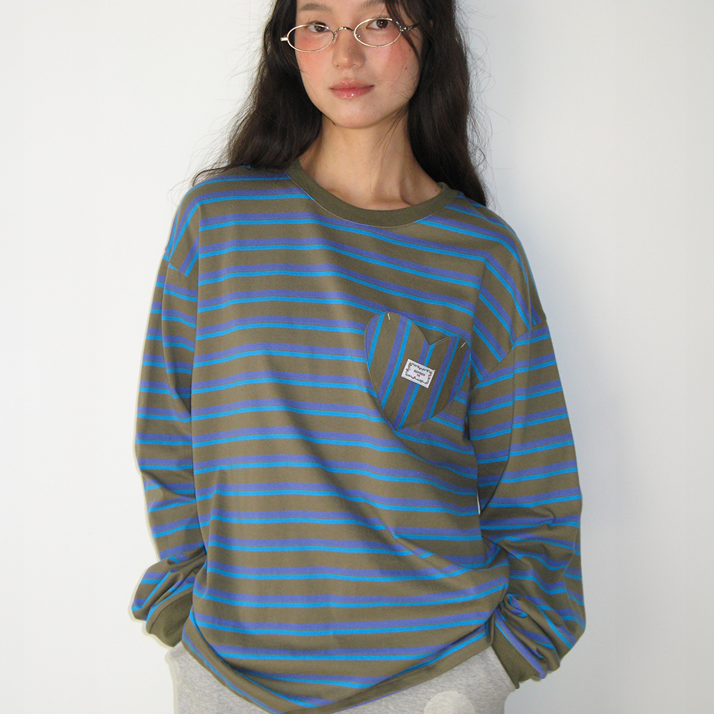CROSS STITCH RASPBERRY RAGLAN LONG SLEEVE OATMEAL RED - 감도