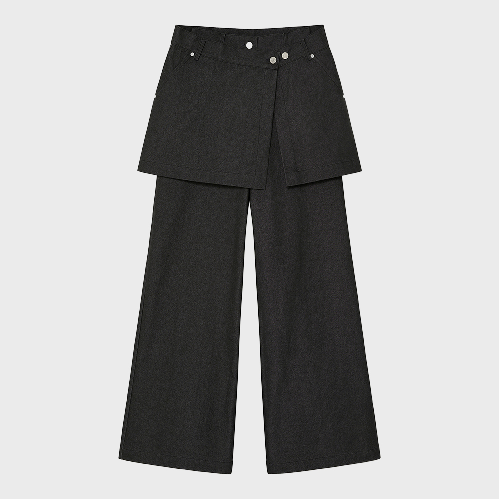 IM DENIM PLEATS SKIRT PANTS(BLACK) - 감도 깊은 취향 셀렉트샵