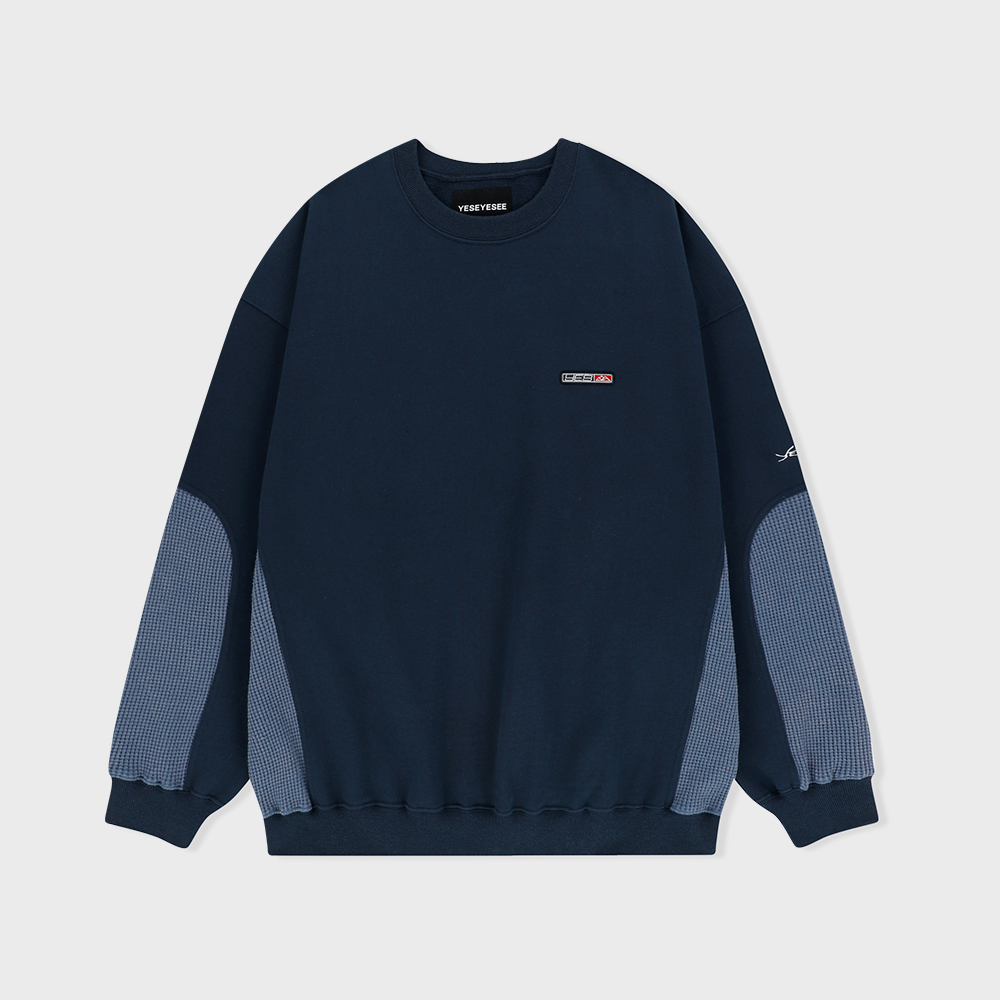 Y.E.S Cracked Flame Logo Sweatshirt Smoky Blue - 감도 깊은