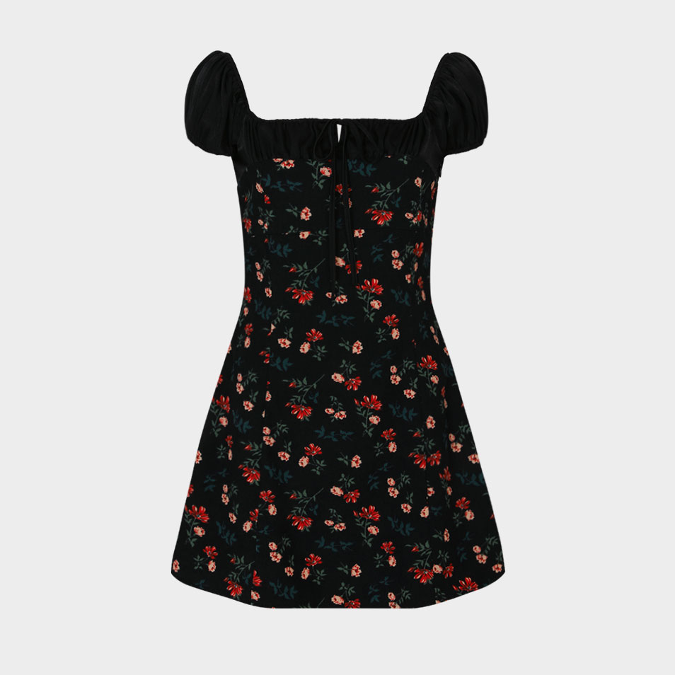 ◆Loulouseoul◆ Ribbon Tie Classic Dress Black LOFT Women's Flutter Shift Dress Tie Waist Bow Ruffle