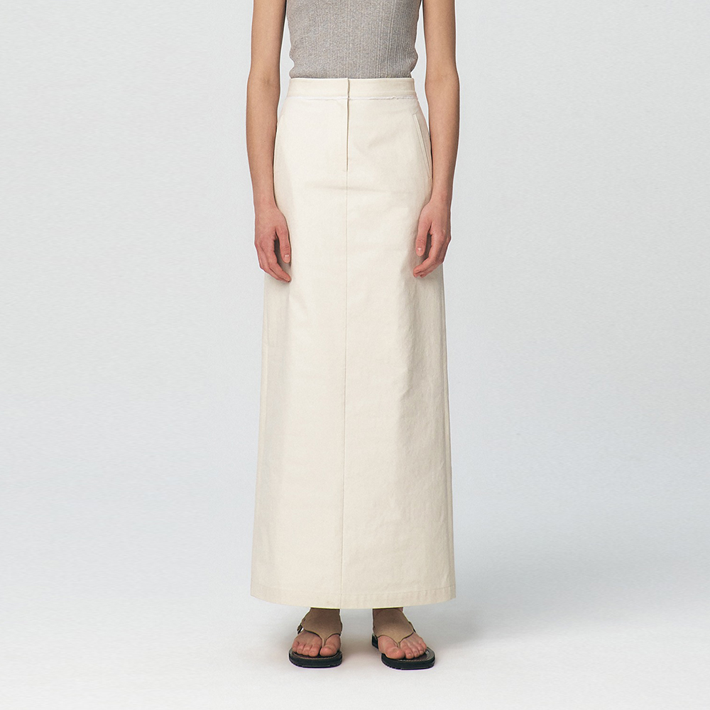 1차 리오더] Fringe Waist H-Line Skirt, Ivory - 감도 깊은