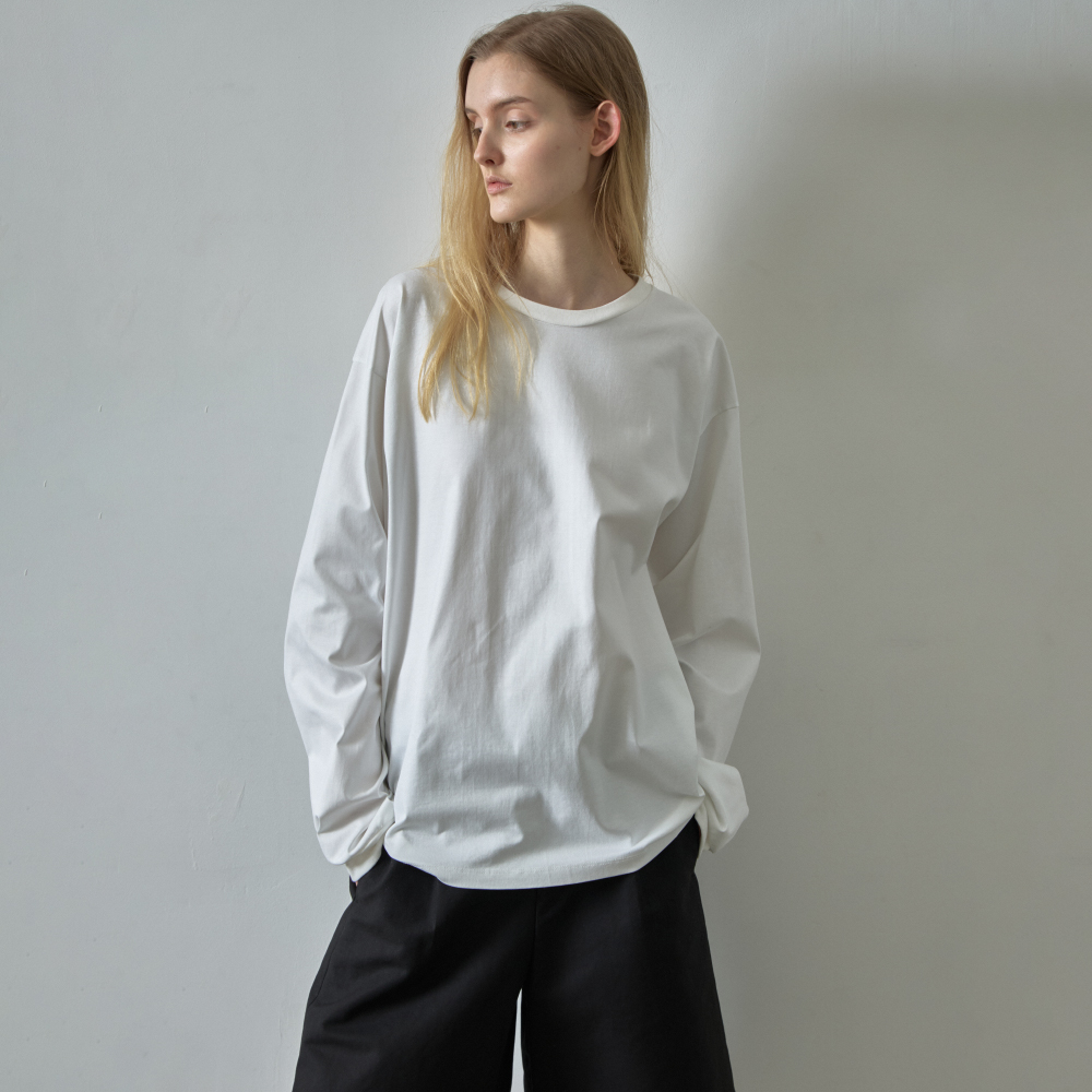 사이즈 추가] Soft basic logo long sleeved T-shirt_Ivory