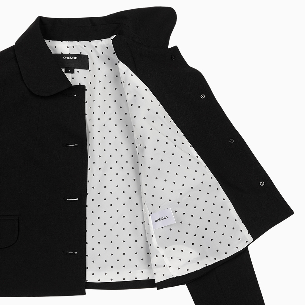 ROUND COLLAR SEMI-CROP JACKET, BLACK - 감도 깊은 취향 셀렉트