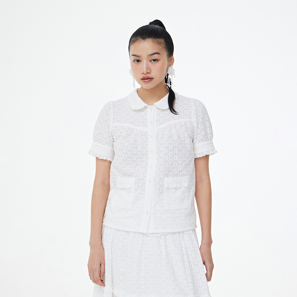 ●FOGDAWN● Star Lace Punching Cancan Skirt (white) Star Lace Punching Cancan Skirt (white) - 감도 깊은 취향