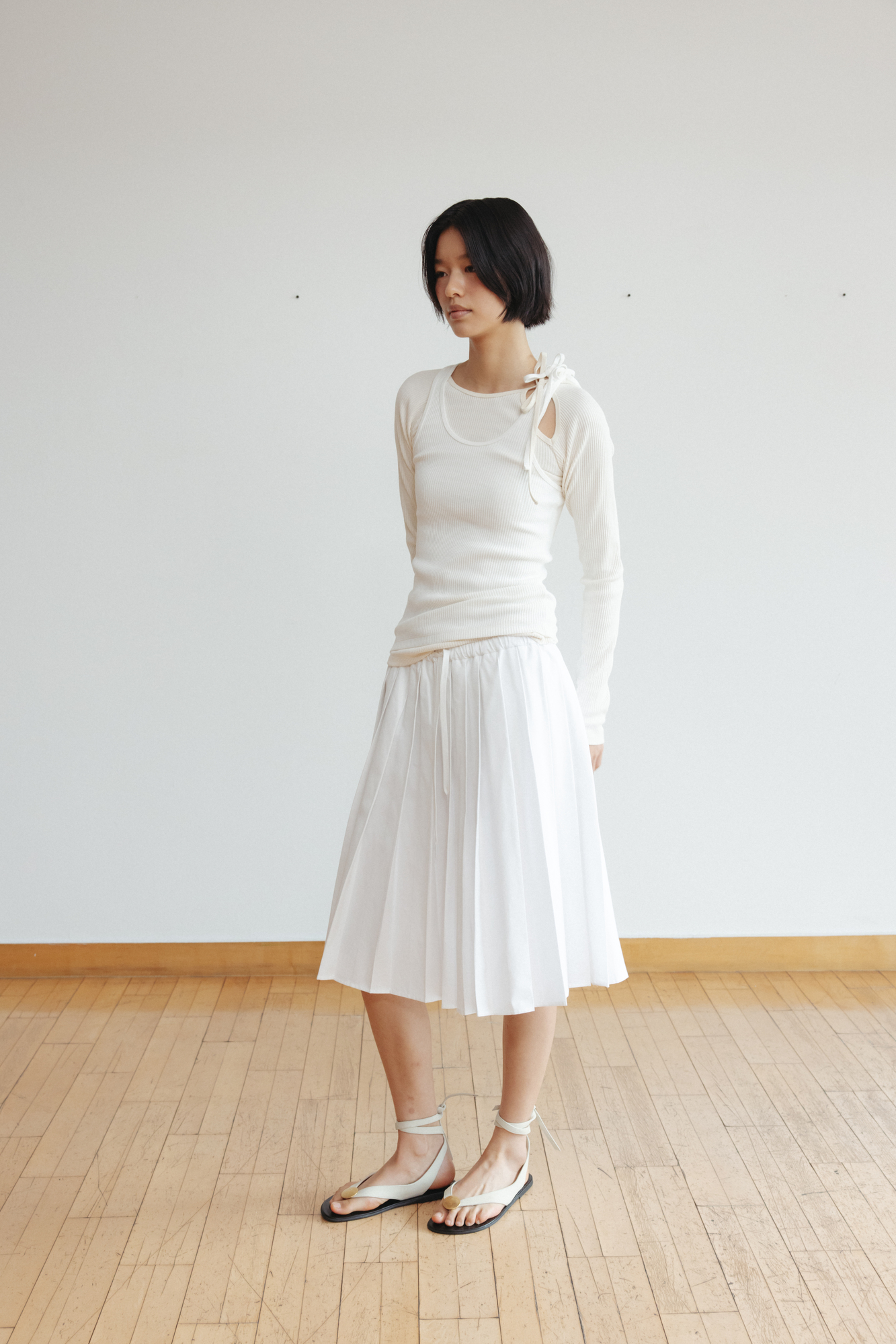 [MONOHA] / ☆ 25SS Cotton pleated skirt / 3 COLORS Cotton pleated skirt (white / beige / gray) : MONOHA