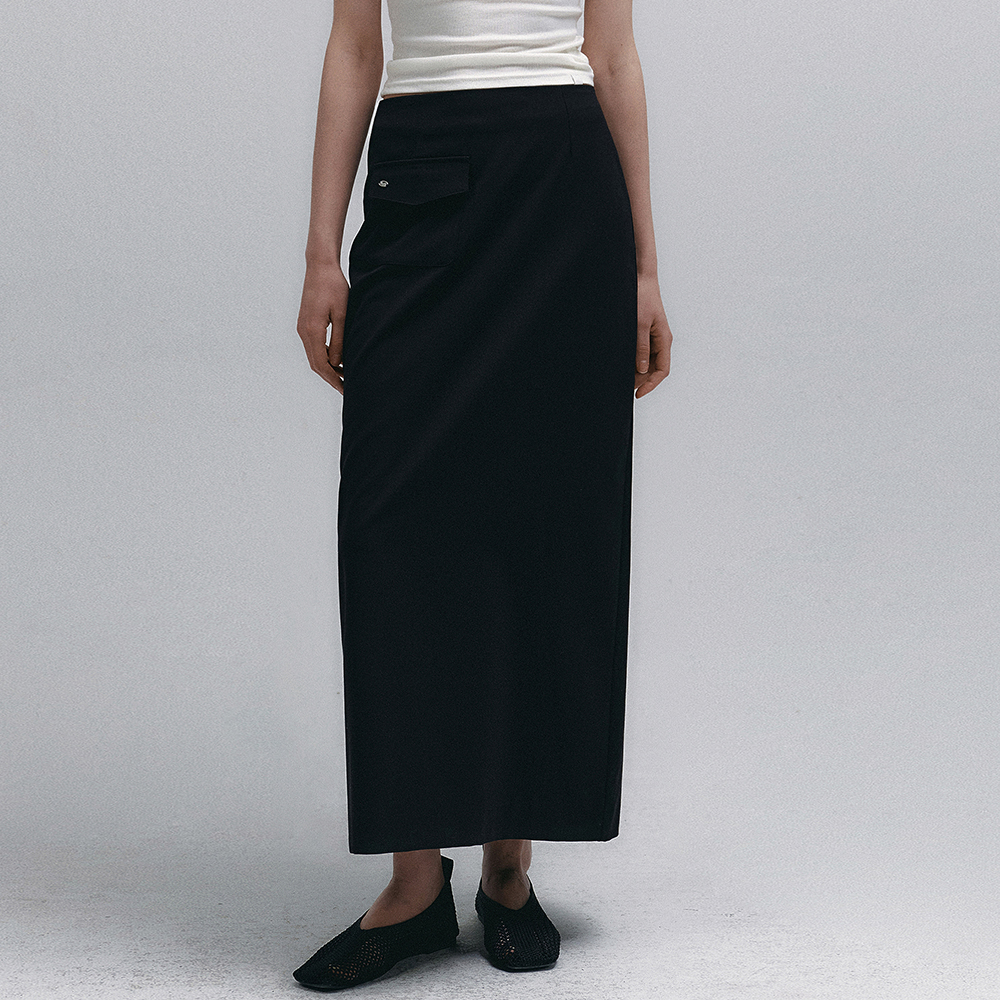 RELAXED SLIT LONG SKIRT_NAVY STRIPE_LC251SK01NS - 감도 깊은