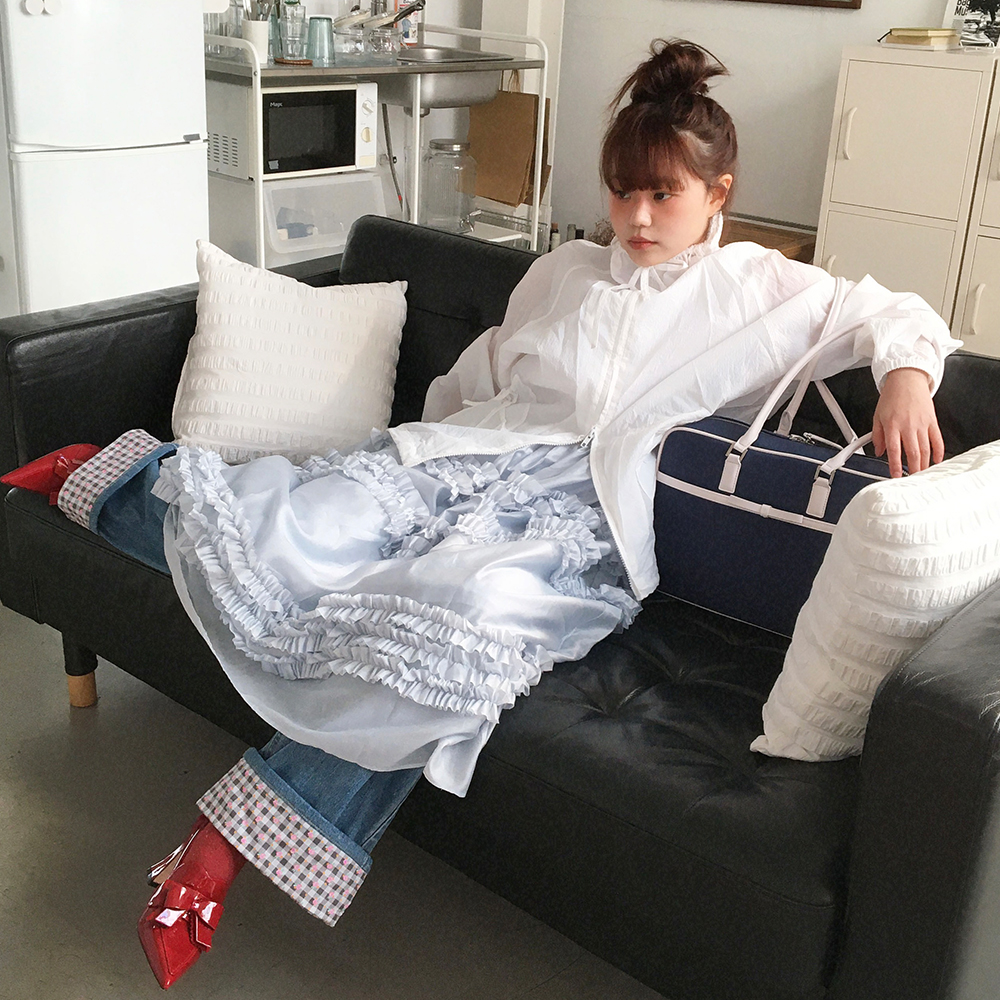 韓国商品/CELITAILS SHEER FRILL LONG DRESS SHEER FRILL LONG DRESS_SKY BLUE - 감도 깊은 취향 셀렉트샵 29CM