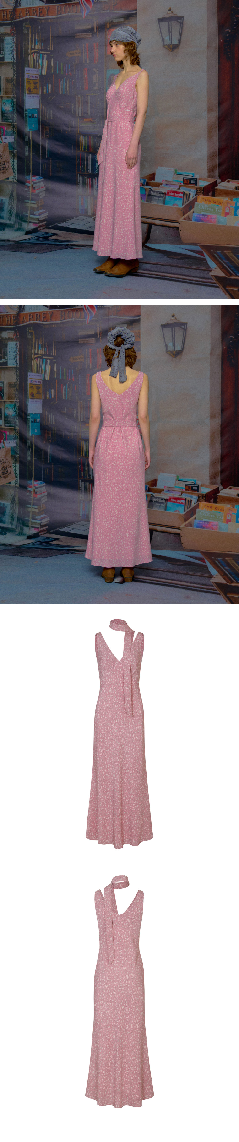 【LOULOUSEOUL】Sunday Floral Slim Dress (Scarf Set / Pink) LOULOUSEOUL Sunday Floral Slim Dress / Scarf Set - Lavender
