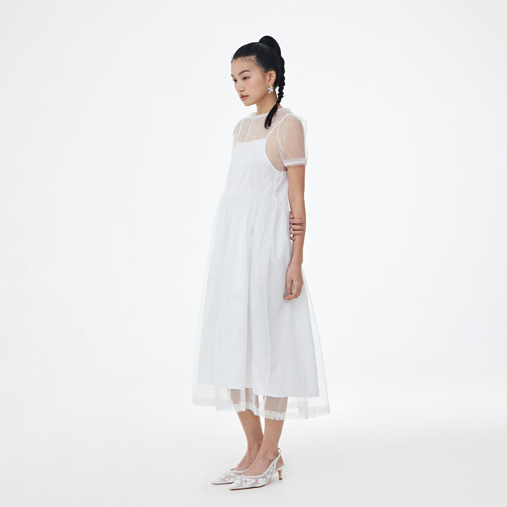 【FOGDAWN】Mesh Layered Puff Dress レイヤード ワンピース Mesh Layered Puff Dress (white) - 감도 깊은 취향 셀렉트샵 29CM