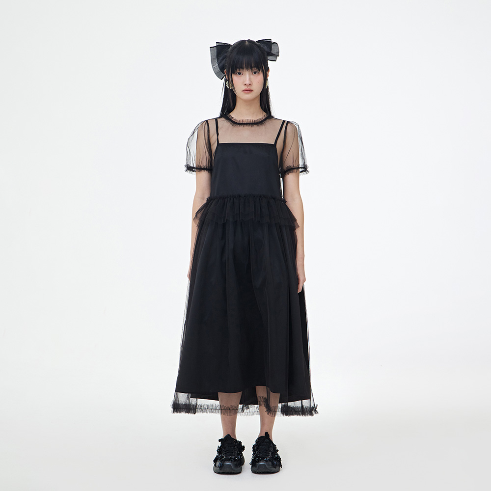 Mesh Layered Puff Dress (white) - 감도 깊은 취향 셀렉트샵 29CM