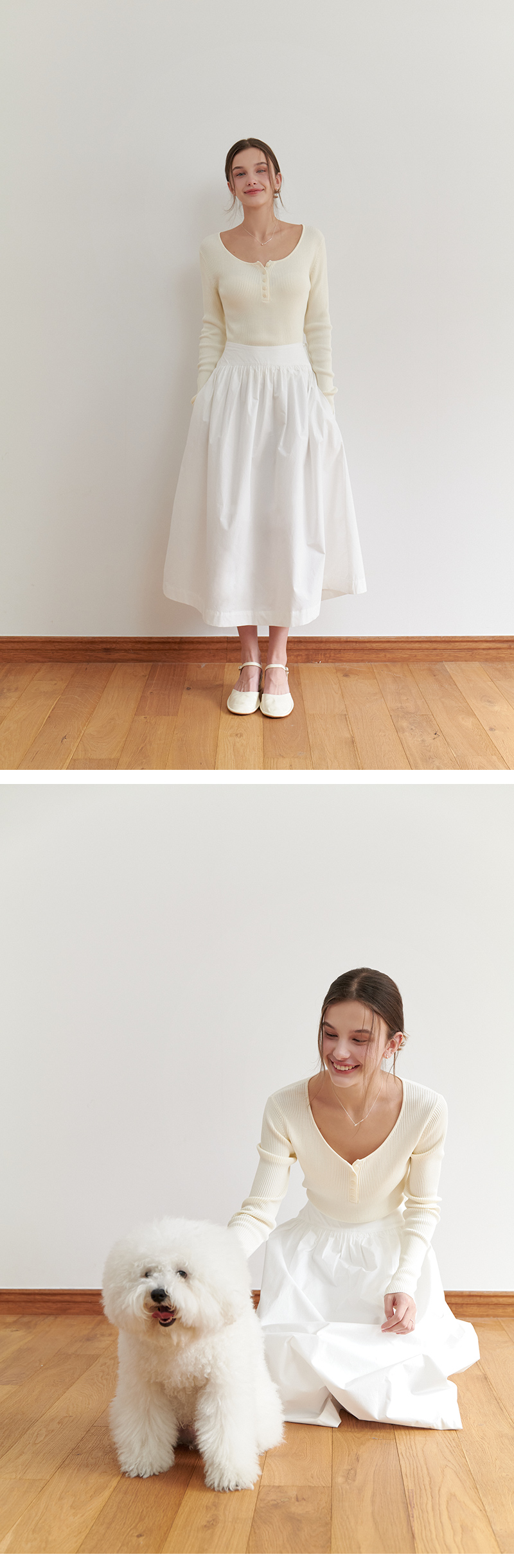 ★RE_L★ Heidi shirring skirt (white) Heidi shirring skirt (white) - RE_L