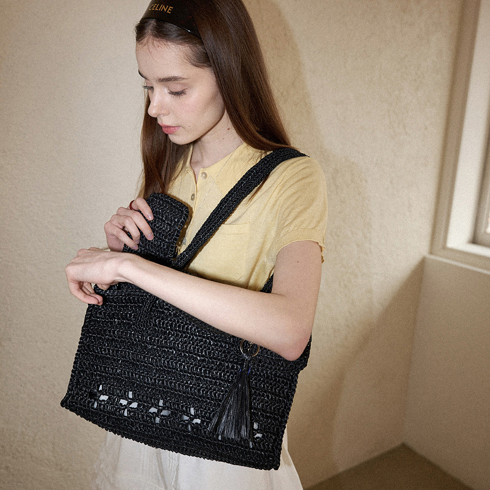 ショルダーバッグ・ポシェット [Slowslowly] Lily Handmade Crochet Raffia Er Shoulder Bag Slowslowly] Lily Handmade Crochet Raffia Er Shoulder Bag