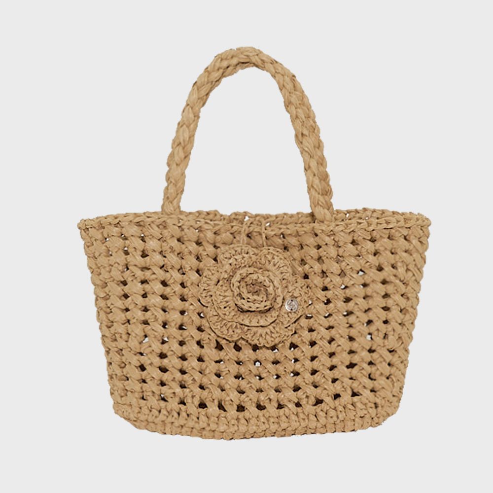 Camellia Handmade Crochet Raffia Mini Tote Bag _ Natural Beige