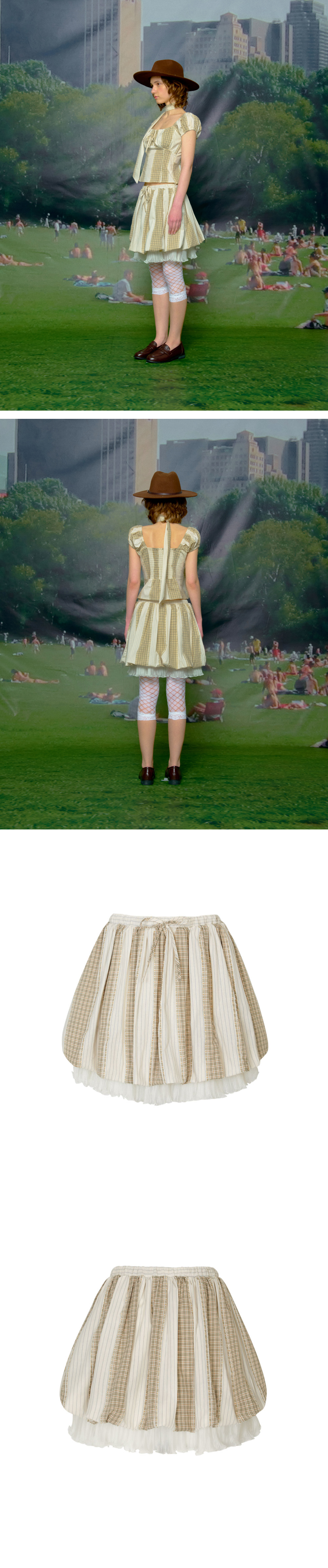 【LOULOUSEOUL】Baby Mushroom Mix Skirt (Beige) Baby Mushroom Mix Skirt (Beige) - LOULOUSEOUL