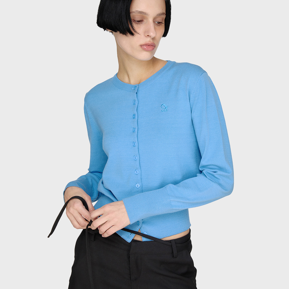 Cashmere Basic Round Cardigan (BLUE) - 감도 깊은 취향 셀렉트