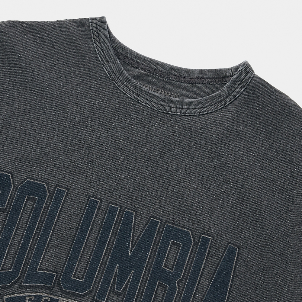 ★★Columbia★★ CU 80S VINTAGE CRACK LOGO GARAMENTS DYING S CU 80S VINTAGE CRACK LOGO S/S T-SHIRTS 블랙_COLUMBIA
