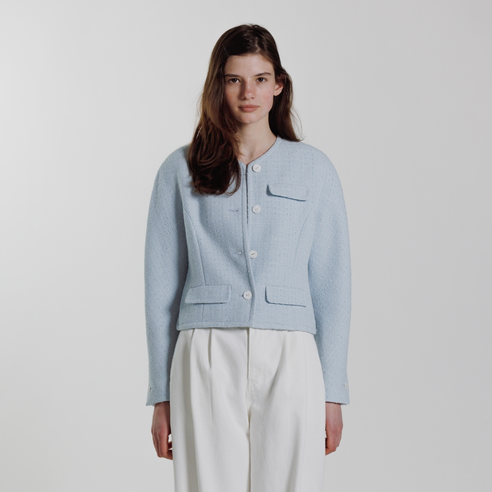 Detachable Collar Tweed Cropped Jacket NEW4XJ209_21 - 감도
