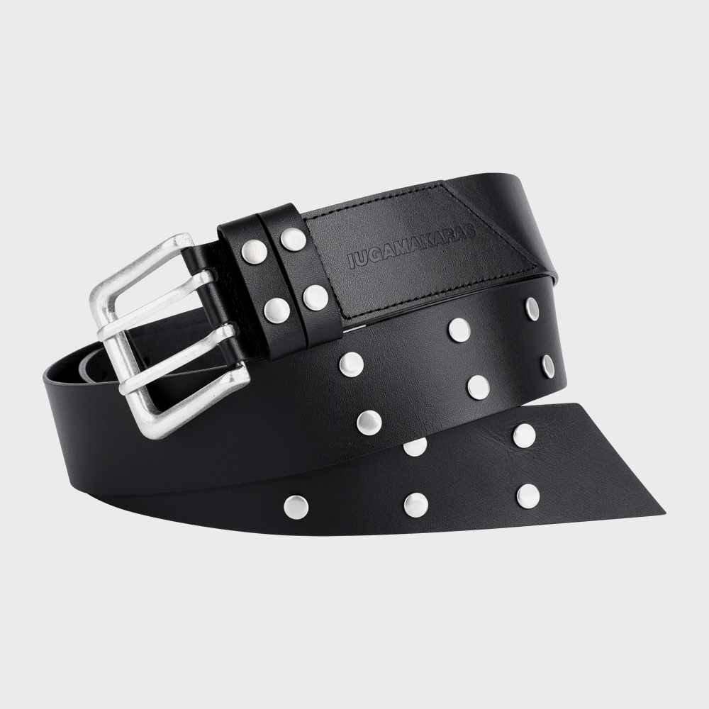 LCDC ♥ WIDE DOUBLE EYELET LEATHER BELT /追跡付 WIDE DOUBLE EYELET LEATHER BELT (BLACK) - 감도 깊은 취향