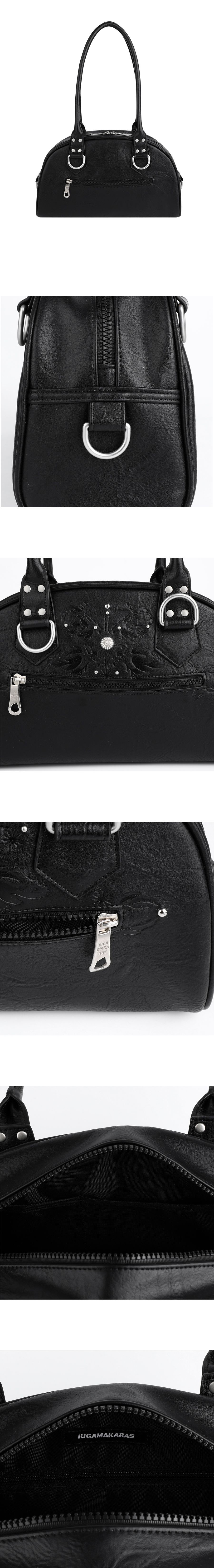 IUGAMAKARAS★韓国★大人気★Studded Leather Bowling Bag 2色 Studded Leather Bowling Bag (Black) - 감도 깊은 취향 셀렉트