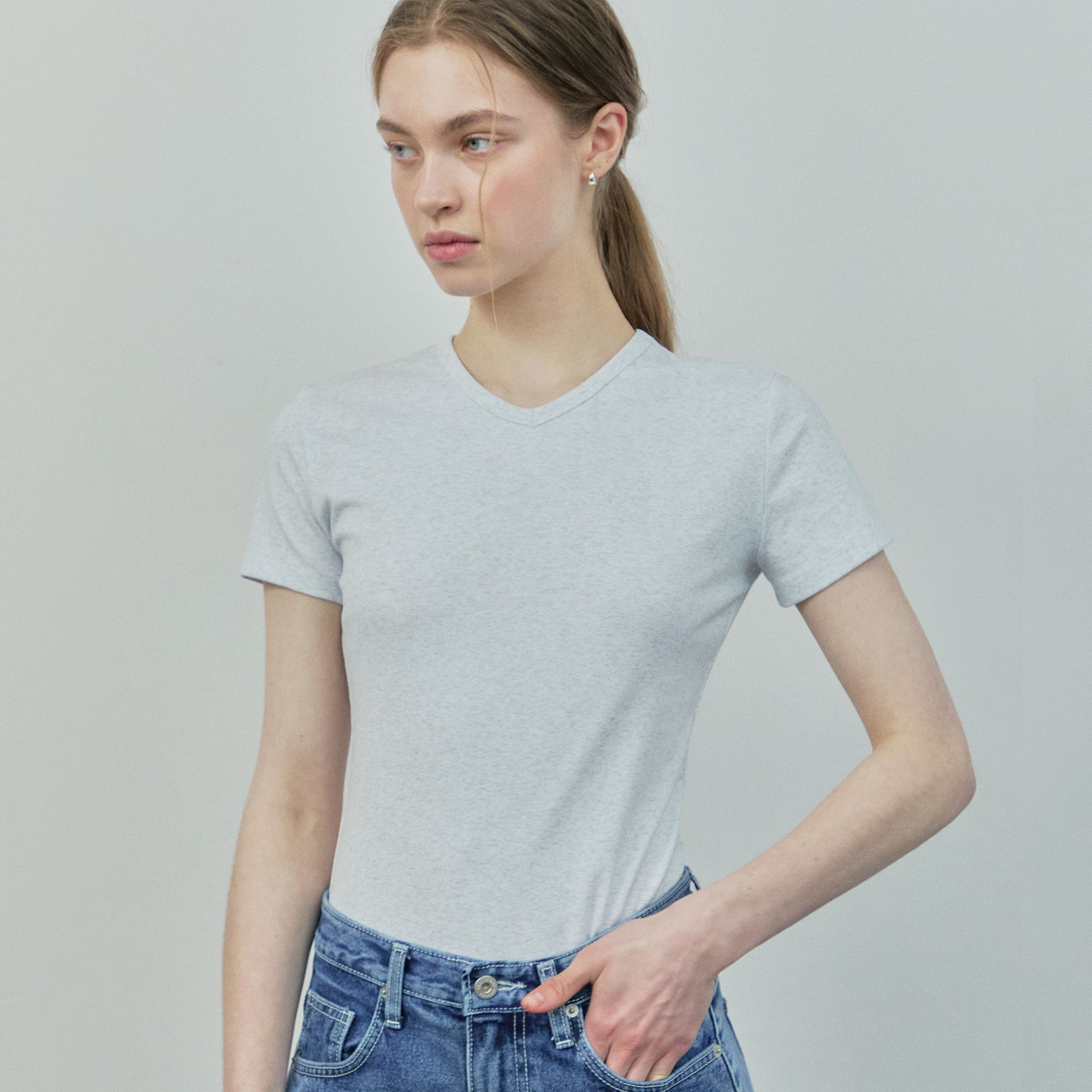★GLOWNY★ LUSH SWIRL MODAL TEE WHITE MELANGE GY25LWTS003WM MUSINSA | GLOWNY LUSH SWIRL MODAL TEE (WHITE MELANGE)