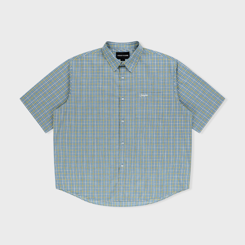 Y.E.S Short Sleeve Check Shirt Light Blue - 감도 깊은 취향