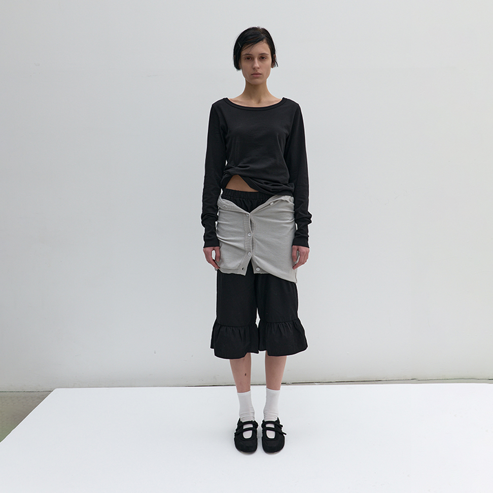 韓国商品/NOTHINGEVERYTHING FRILL DETAIL COTTON PANTS BOTTOMS - NOTHINGEVERYTHING