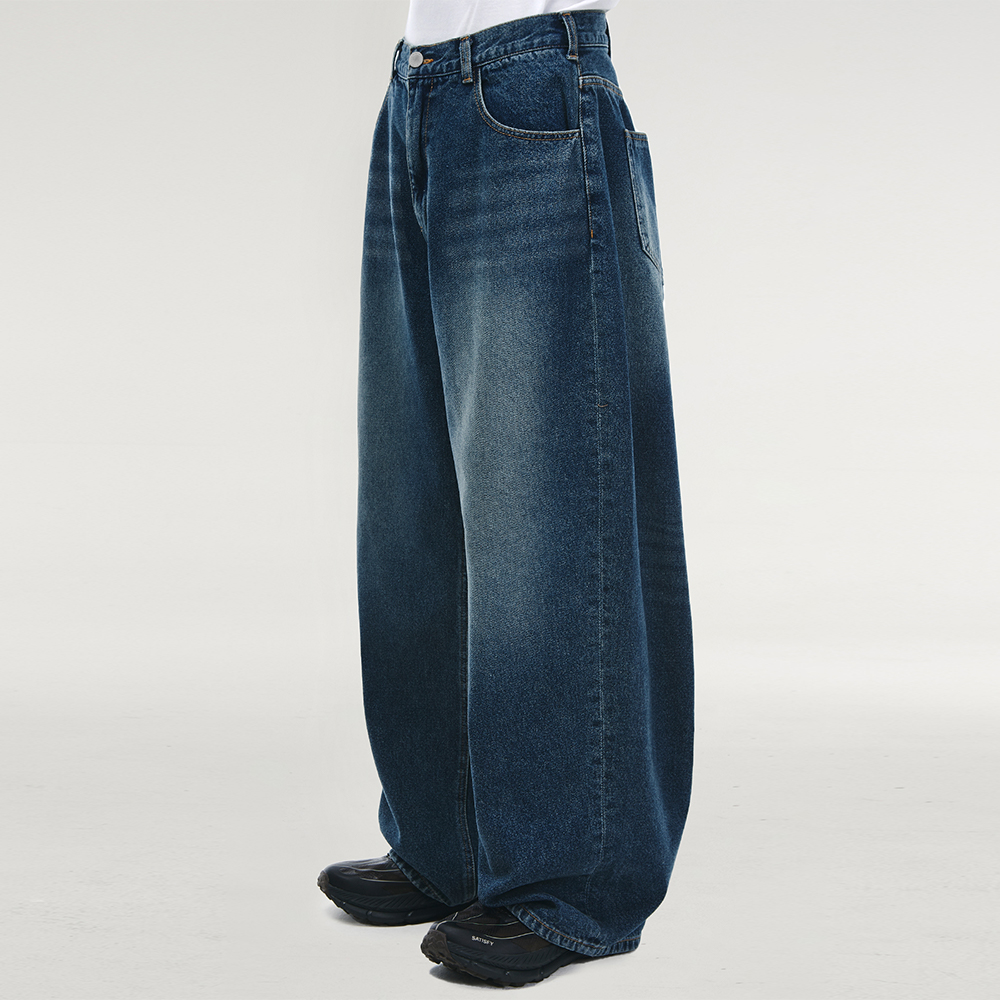 デニム・ジーパン NOT4NERD Side One Tuck Denim Balloon Pants Deep Blue PT064D MUSINSA | NOT4NERD Side One Tuck Denim Balloon Pants - Deep Blue