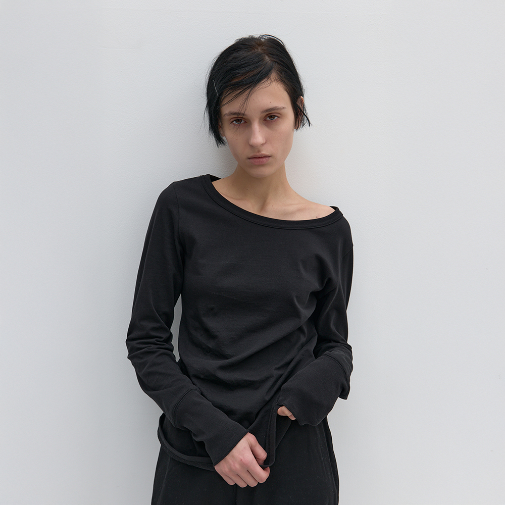 ◇OHESHIO◇ LAYERED STRIPE TSHIRT CHARCOAL LAYERED STRIPE T-SHIRT, CHARCOAL - 감도 깊은 취향 셀렉트샵 29CM