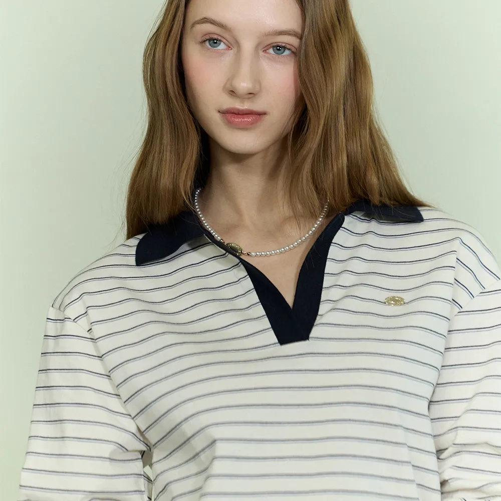 Drape Stripe Collar Longsleeve