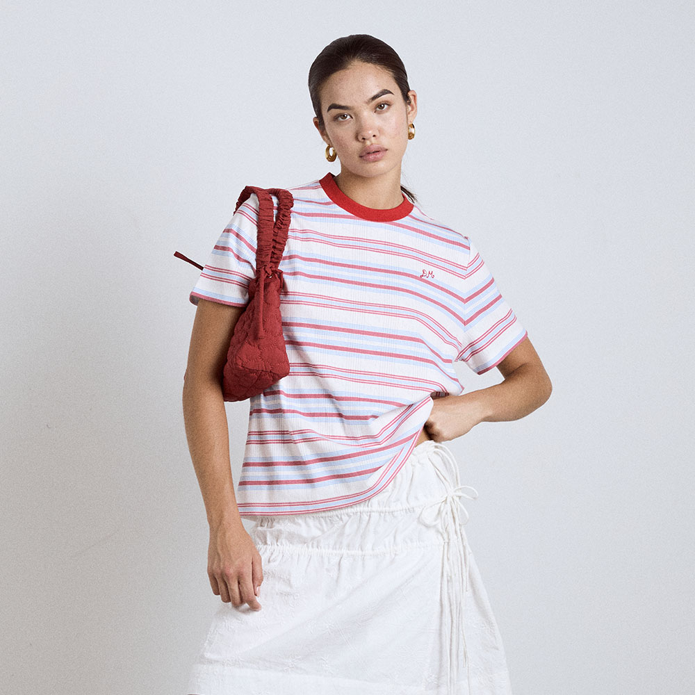 Stripe Ribbon Eyelet Top (Pink) - 감도 깊은 취향 셀렉트샵 29CM