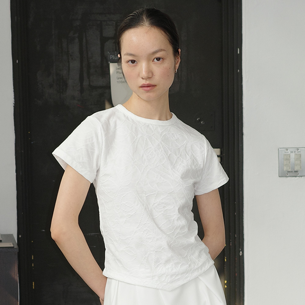 ■FANCY CLUB■ WAVE PUFF LACE T WHITE F25QB127 F25QB127WH WAVE PUFF LACE TEE (WHITE) F25QB127 - 감도 깊은 취향 셀렉트