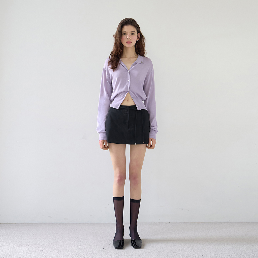 RIBBON SCOTCH LAYERED KNIT LAP SKIRT BLACK - 감도 깊은 취향