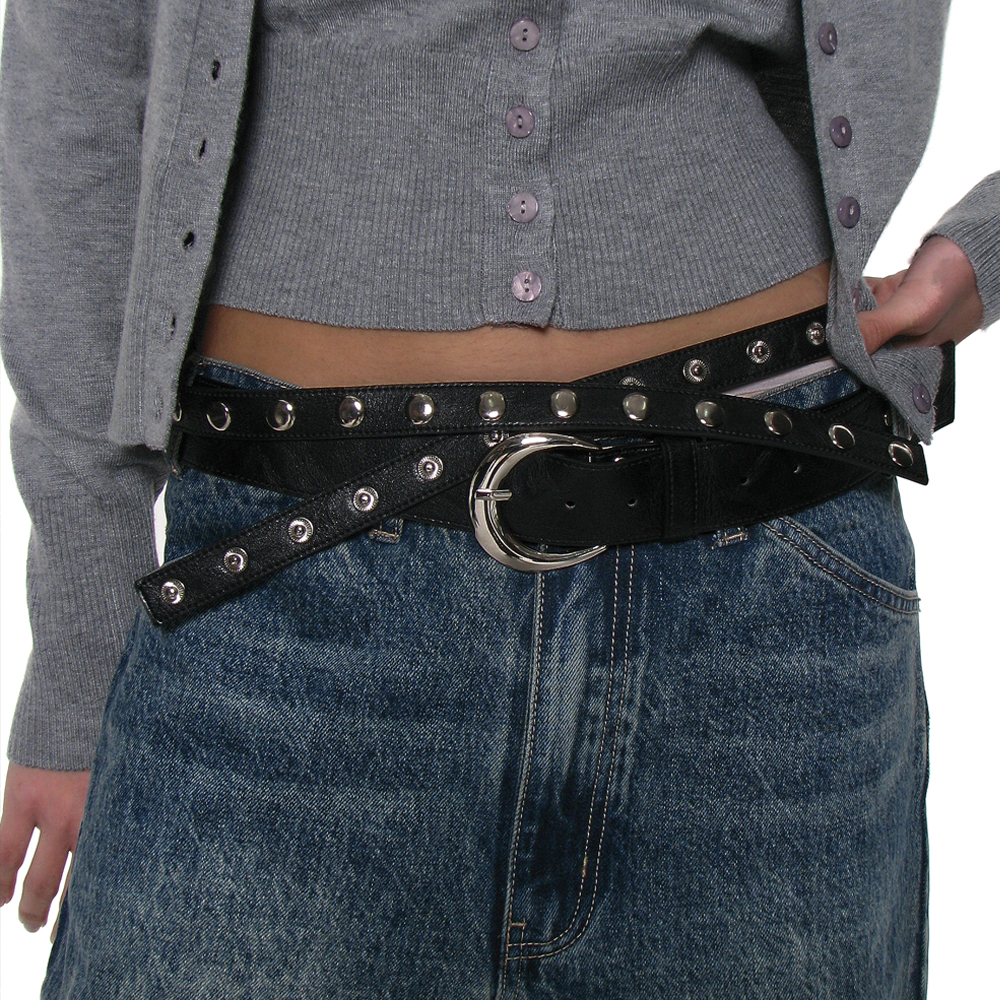 ★PARTIMENTO★ 3WAY DOUBLE LAYERED BELT SET SET) 3WAY DOUBLE LAYERED BELT_BLACK - 감도 깊은 취향 셀렉트