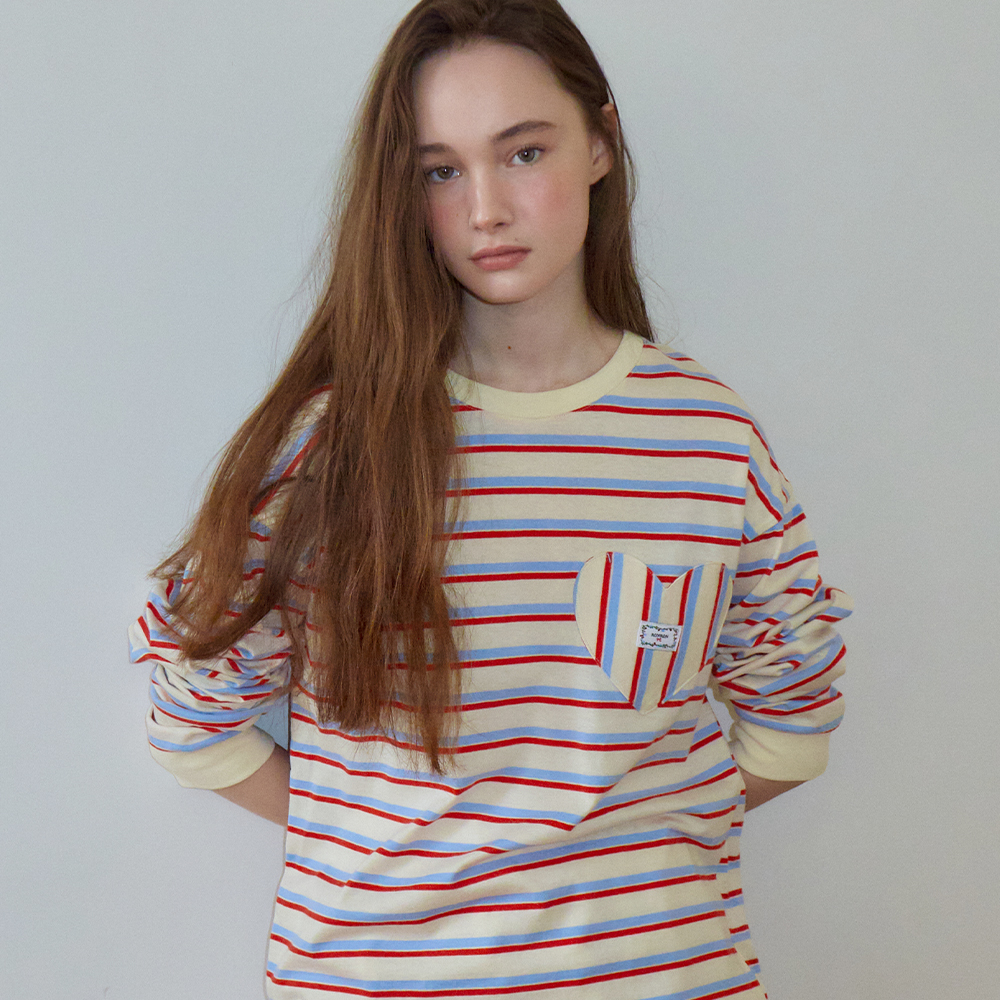 Tシャツ・カットソー RONRON CROSS STITCH RASPBERRY RAGLAN LONG SLEEVE OATMEAL RED CROSS STITCH RASPBERRY RAGLAN LONG SLEEVE OATMEAL RED - 감도