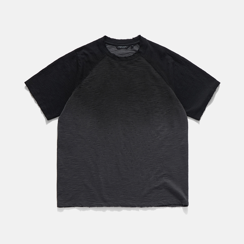4 Cross Symbol Pigment Incision T-Shirts - Charcoal - 감도