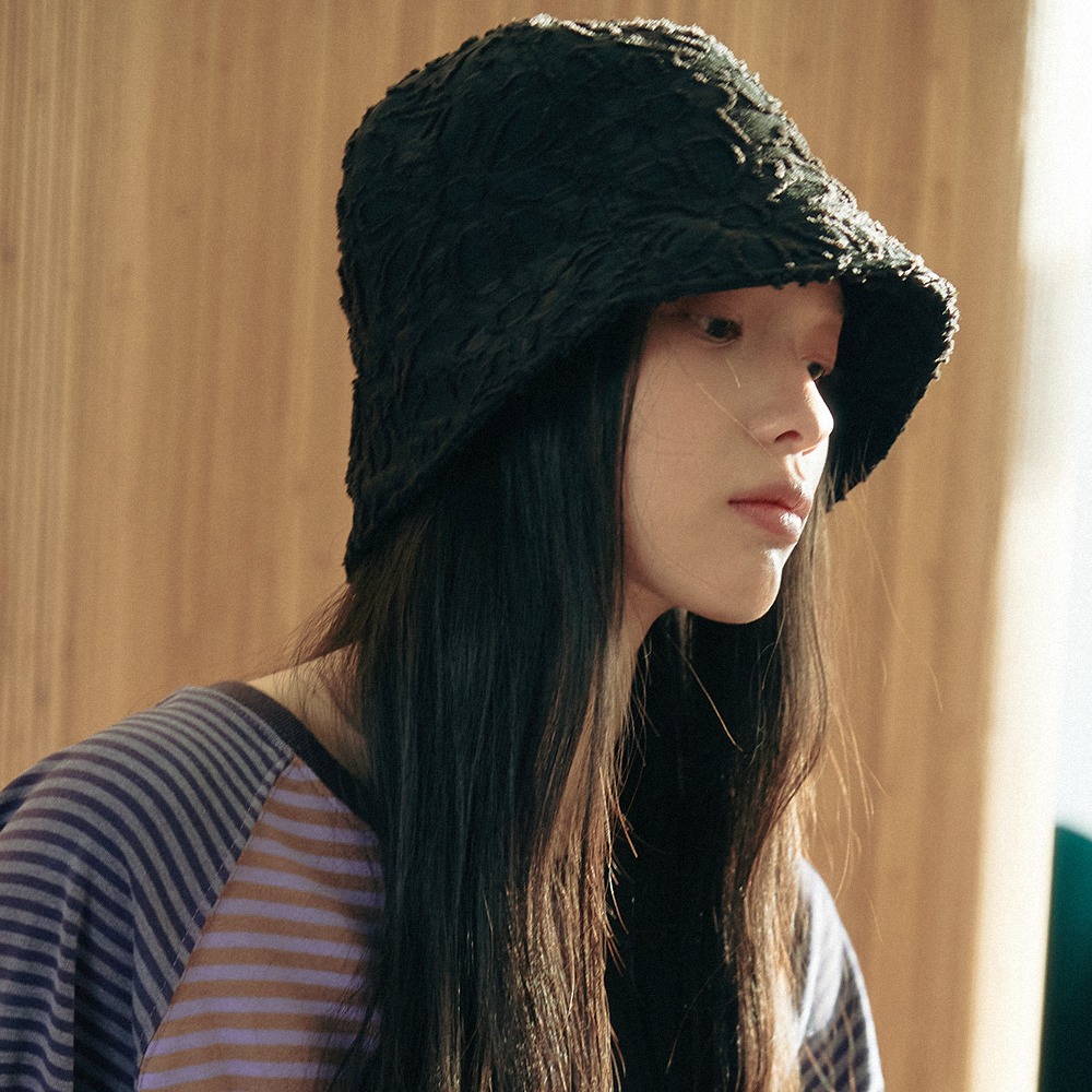 ハット somewherebutter fleece b logo bucket hat black BT23WAC007BL ハット somewherebutter fleece b logo bucket hat black